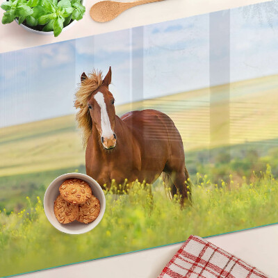 Schneidebrett mit Motiv eines Pferdes auf der Wiese