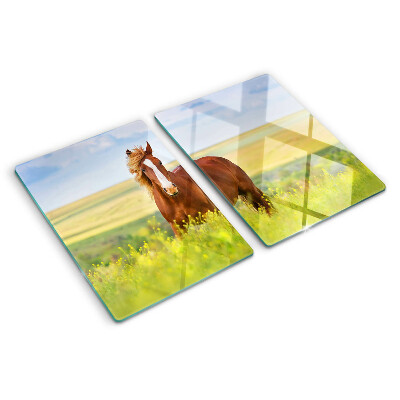 Schneidebrett mit Motiv eines Pferdes auf der Wiese