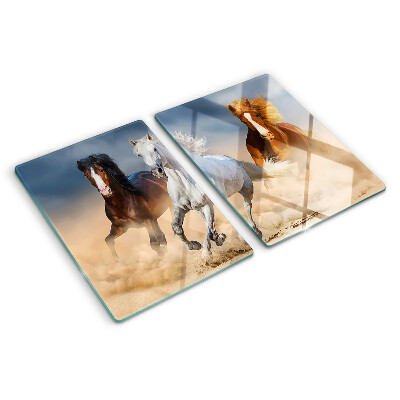 Glas schneidebrett Drei galoppierende Pferde
