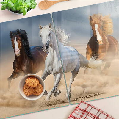 Glas schneidebrett Drei galoppierende Pferde