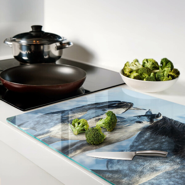 Schneidebrett glas Pferde in einer Winterlandschaft