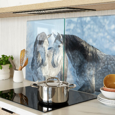 Schneidebrett glas Pferde in einer Winterlandschaft