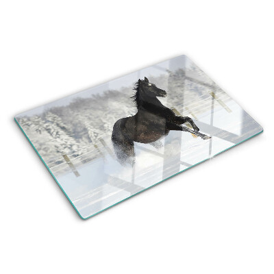 Schneidebrett glas Ein Pferd in einer Winterlandschaft