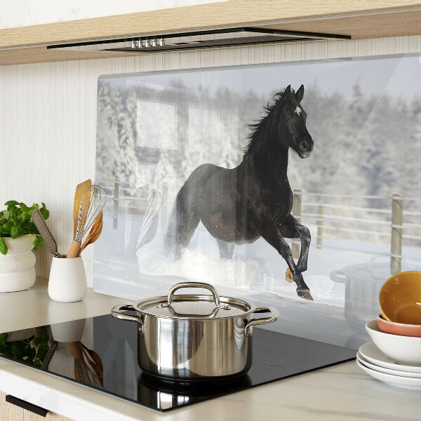 Schneidebrett glas Ein Pferd in einer Winterlandschaft