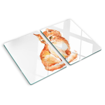 Schneidebrett glas Zeichnung eines roten Kätzchens