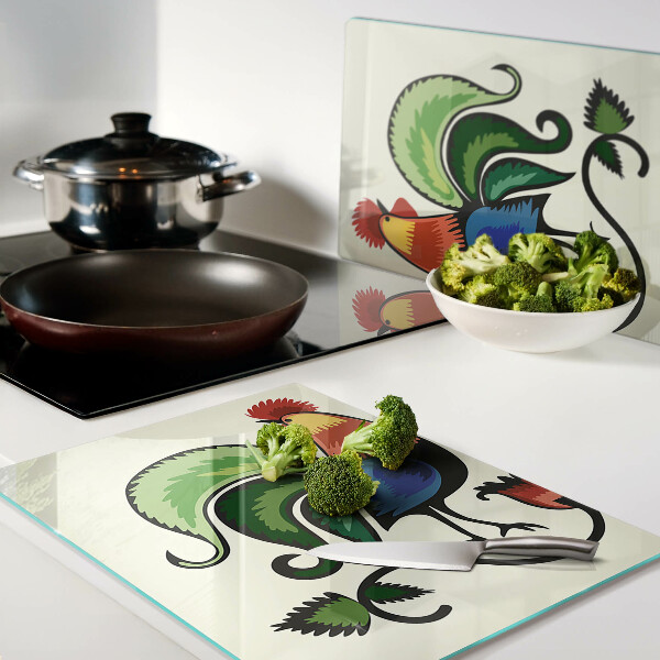 Glas schneidebrett Hähne im Volksstil