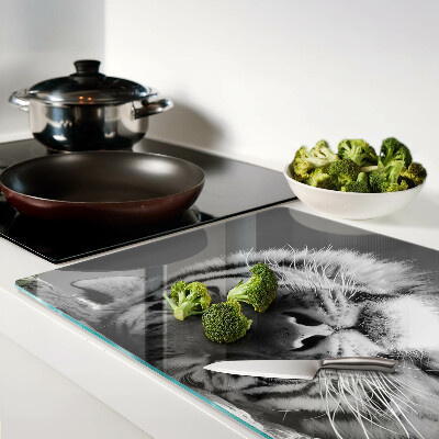 Schneidebrett Tiger in Schwarzweiß