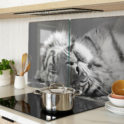 Schneidebrett mit Tiger-Motiv in Schwarzweiß