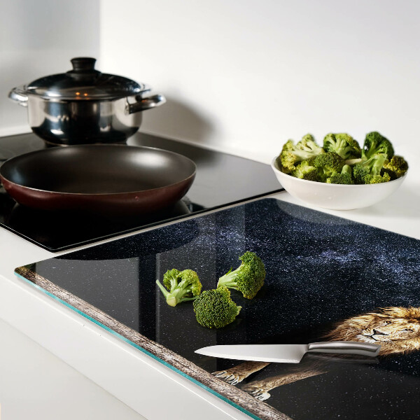 Schneidebrett Glas mit Motiv „Der Löwe und der Himmel voller Sterne“