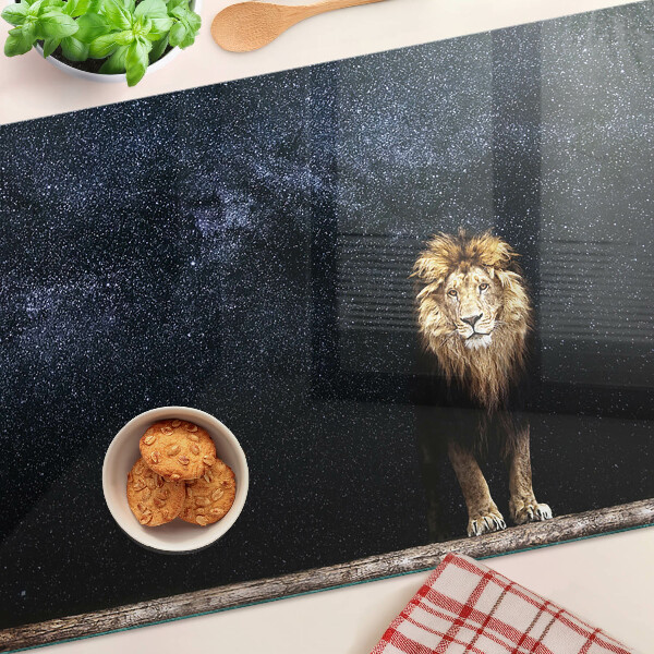 Schneidebrett glas Der Löwe und der Himmel voller Sterne