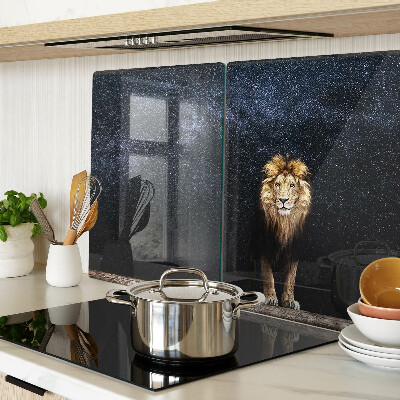 Schneidebrett Glas mit Motiv „Der Löwe und der Himmel voller Sterne“
