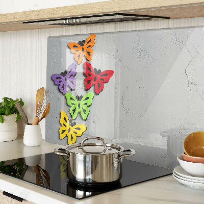 Schneidebrett Glas mit buntem Schmetterlingsmotiv
