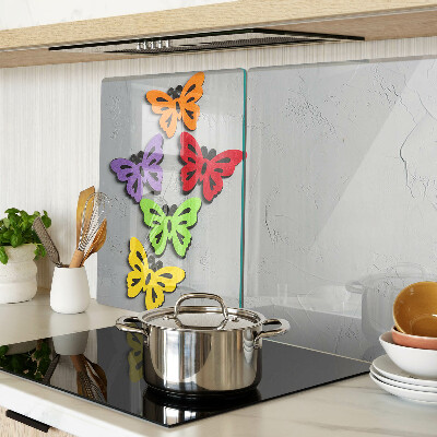 Schneidebrett Glas mit buntem Schmetterlingsmotiv