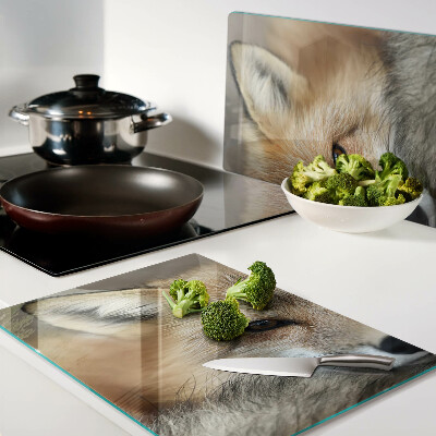 Schneidebrett mit Motiv eines jungen Rotfuchses