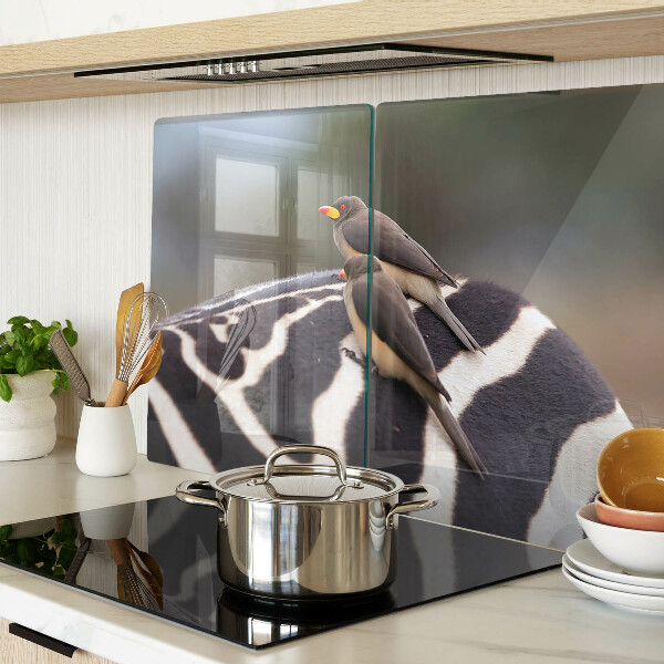 Schneidebrett Glas mit Motiv Vögel auf einem Zebra