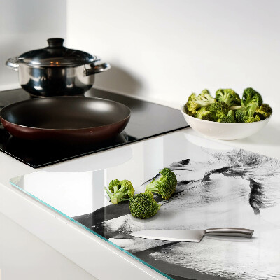 Schneidebrett Pferd in Schwarzweiß