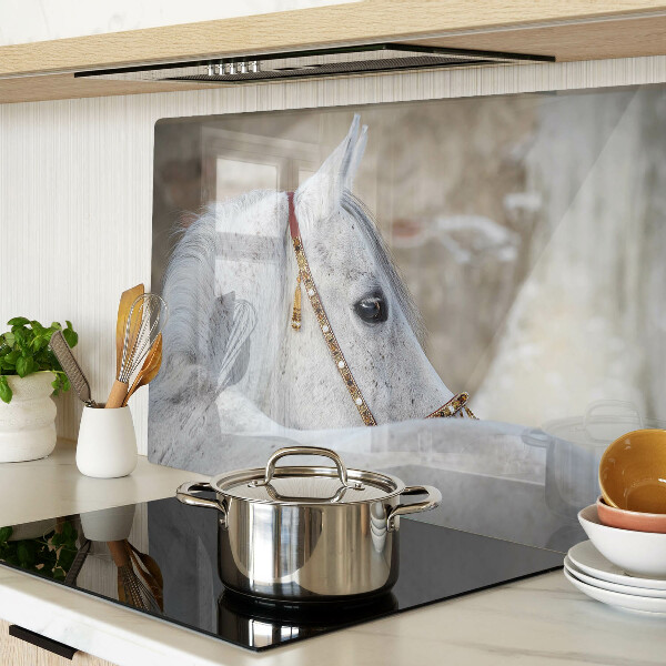 Schneidebrett Glas mit Motiv weißes junges Pferd