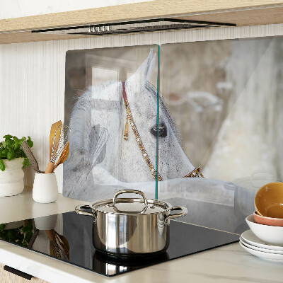 Schneidebrett Glas mit Motiv weißes junges Pferd