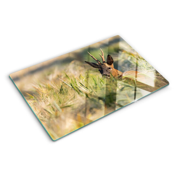 Schneidebrett mit Motiv eines Kitzes auf einer Wiese