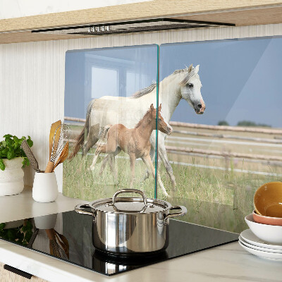 Schneidebrett glas Ein Pferd mit einem Fohlen auf einer Wiese