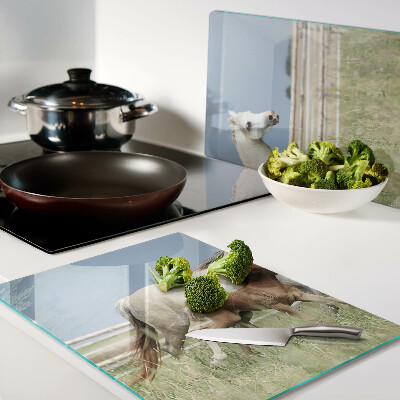 Schneidebrett glas Ein Pferd mit einem Fohlen auf einer Wiese