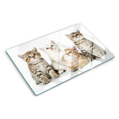 Glas schneidebrett Eine Schar Kätzchen