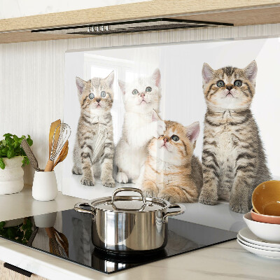 Glas-Schneidebrett mit Motiv 'Eine Schar Kätzchen'