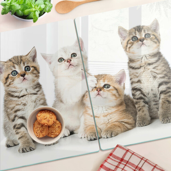 Glas schneidebrett Eine Schar Kätzchen