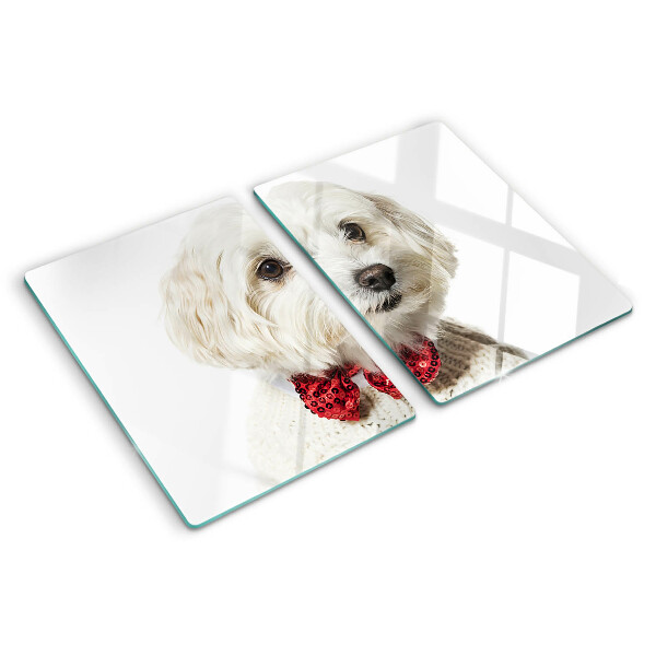 Schneidebrett glas Ein Hund im Pullover mit Schleife