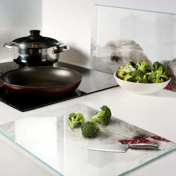 Schneidebrett glas Ein Hund im Pullover mit Schleife