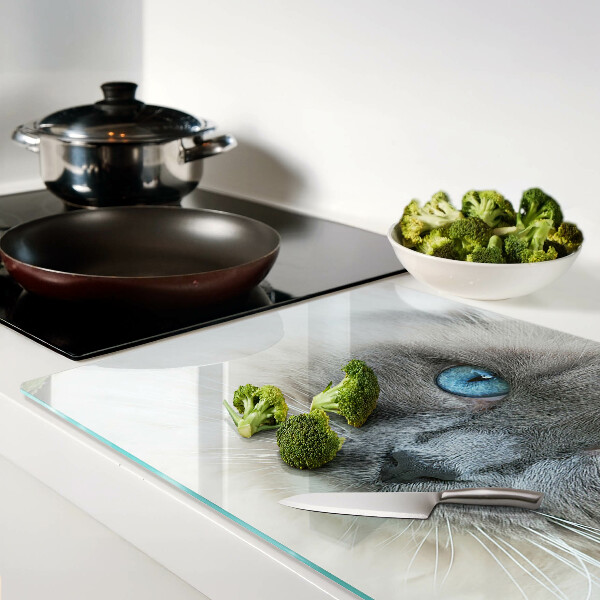 Glas schneidebrett mit Motiv einer Katze mit blauen Augen