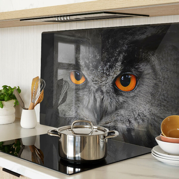 Glas schneidebrett Eule mit orangefarbenen Augen