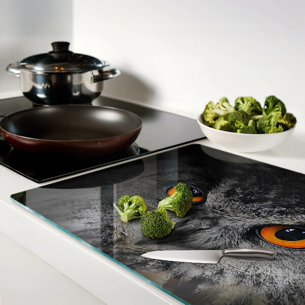 Glas-Schneidebrett mit Eulenmotiv und orangefarbenen Augen