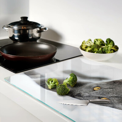 Schneidebrett Eine Katze mit gelben Augen