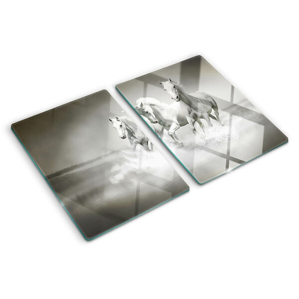 Schneidebrett glas Pferde im Wasser