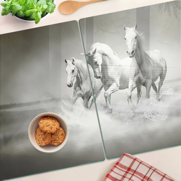Schneidebrett glas Pferde im Wasser