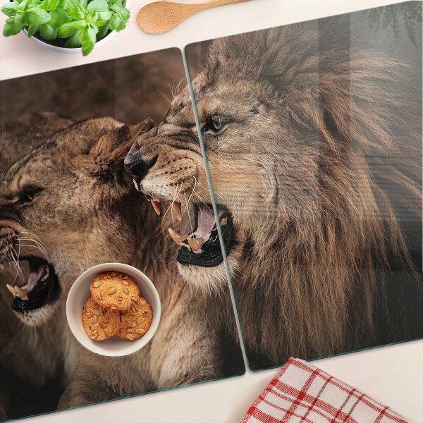 Schneidebrett glas Brüllende Löwen