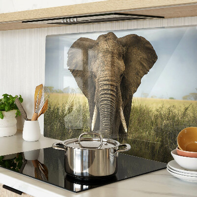 Schneidebrett Ein Elefant vor der Kulisse der afrikanischen Savanne