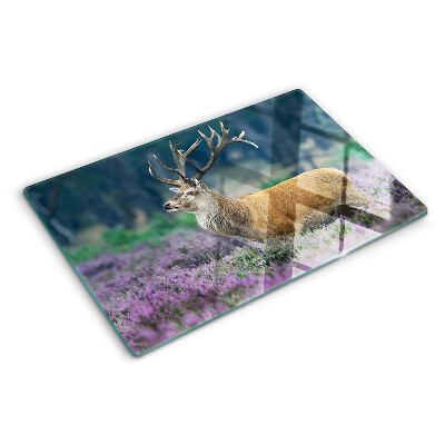 Glas schneidebrett Hirsche in einer Lavendellandschaft