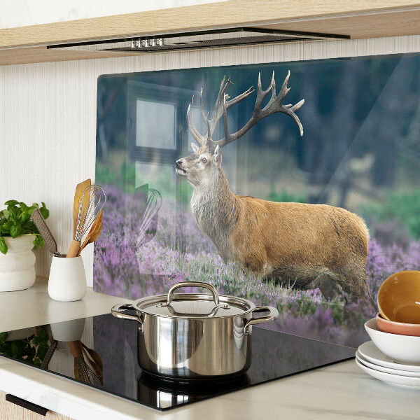 Glas schneidebrett Hirsche in einer Lavendellandschaft