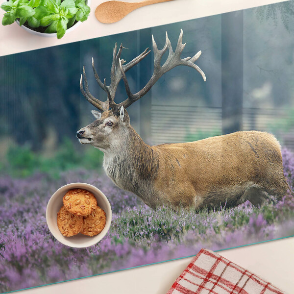 Glas schneidebrett Hirsche in einer Lavendellandschaft