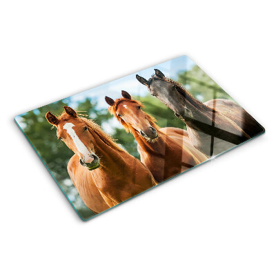 Glas schneidebrett Pferde in der Natur