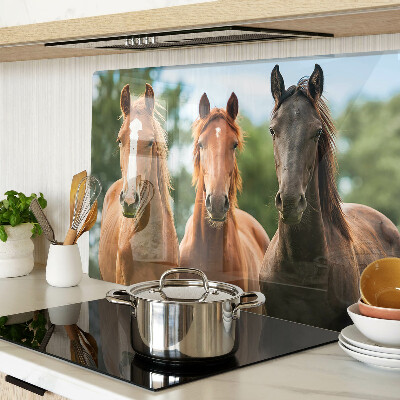 Glas schneidebrett Pferde in der Natur