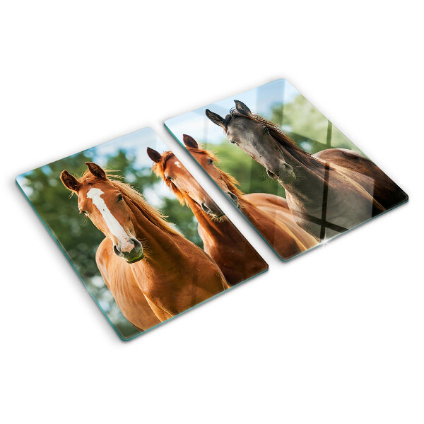Glas schneidebrett Pferde in der Natur