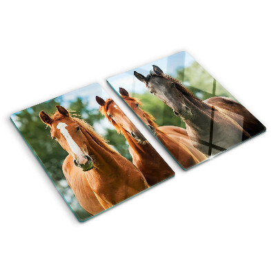 Glas schneidebrett Pferde in der Natur