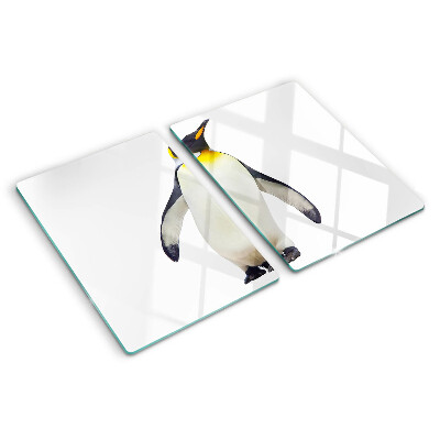 Schneidebrett Glas mit Motiv eines Pinguins auf dem Eis