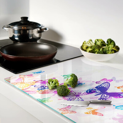 Glas schneidebrett Ein Motiv aus bunten Schmetterlingen, die davonfliegen
