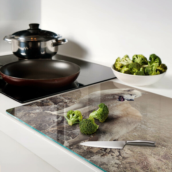 Schneidebrett Wolf auf einem felsigen Berg