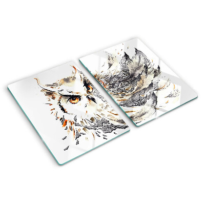 Schneidebrett glas Eule mit Federn