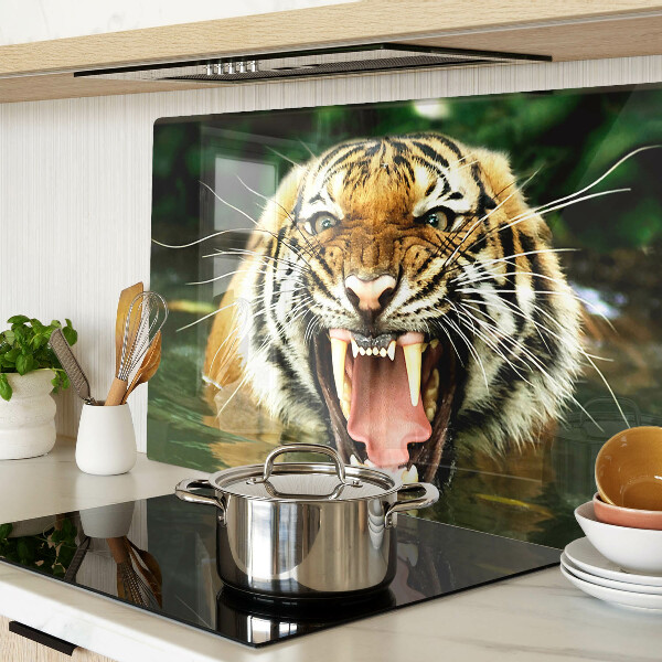 Glas schneidebrett Tiger im Angriff